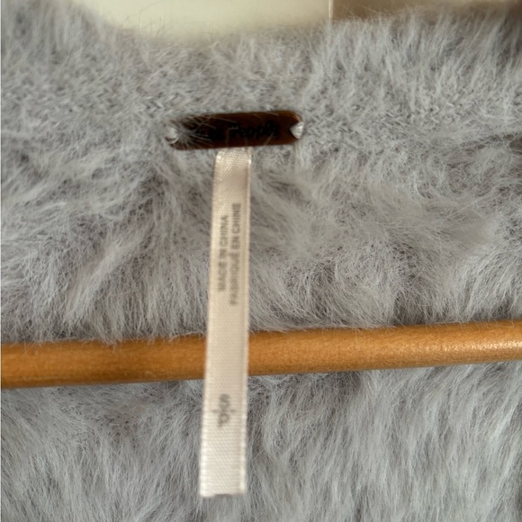 Free People Faux Fur Cardigan in Light Blue/Gray Size Small - Picture 5 of 9